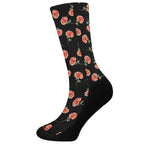 Watercolor Carnation Pattern Print Crew Socks