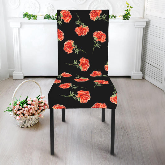 Watercolor Carnation Pattern Print Dining Chair Slipcover