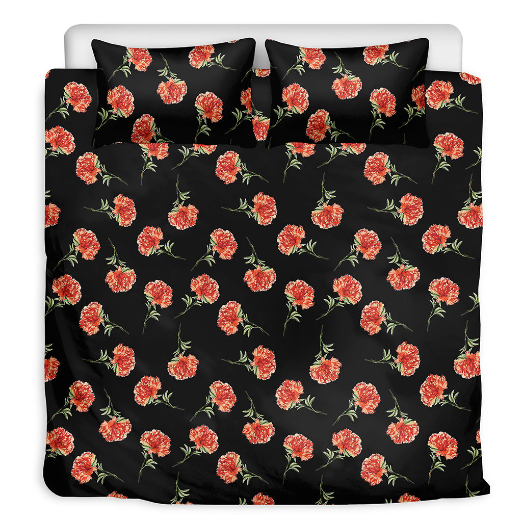 Watercolor Carnation Pattern Print Duvet Cover Bedding Set