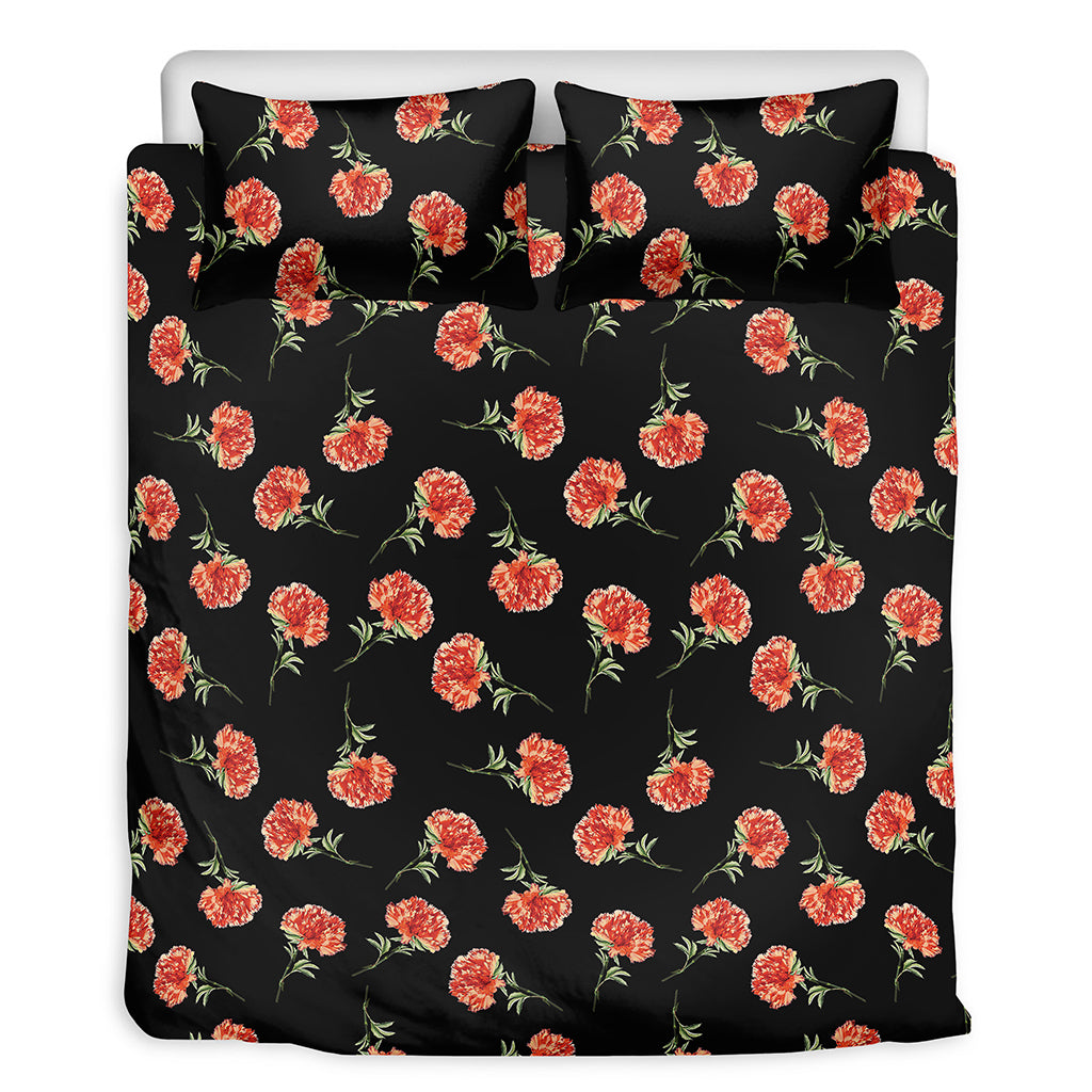 Watercolor Carnation Pattern Print Duvet Cover Bedding Set
