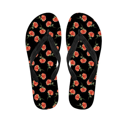 Watercolor Carnation Pattern Print Flip Flops