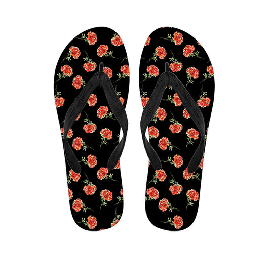 Watercolor Carnation Pattern Print Flip Flops