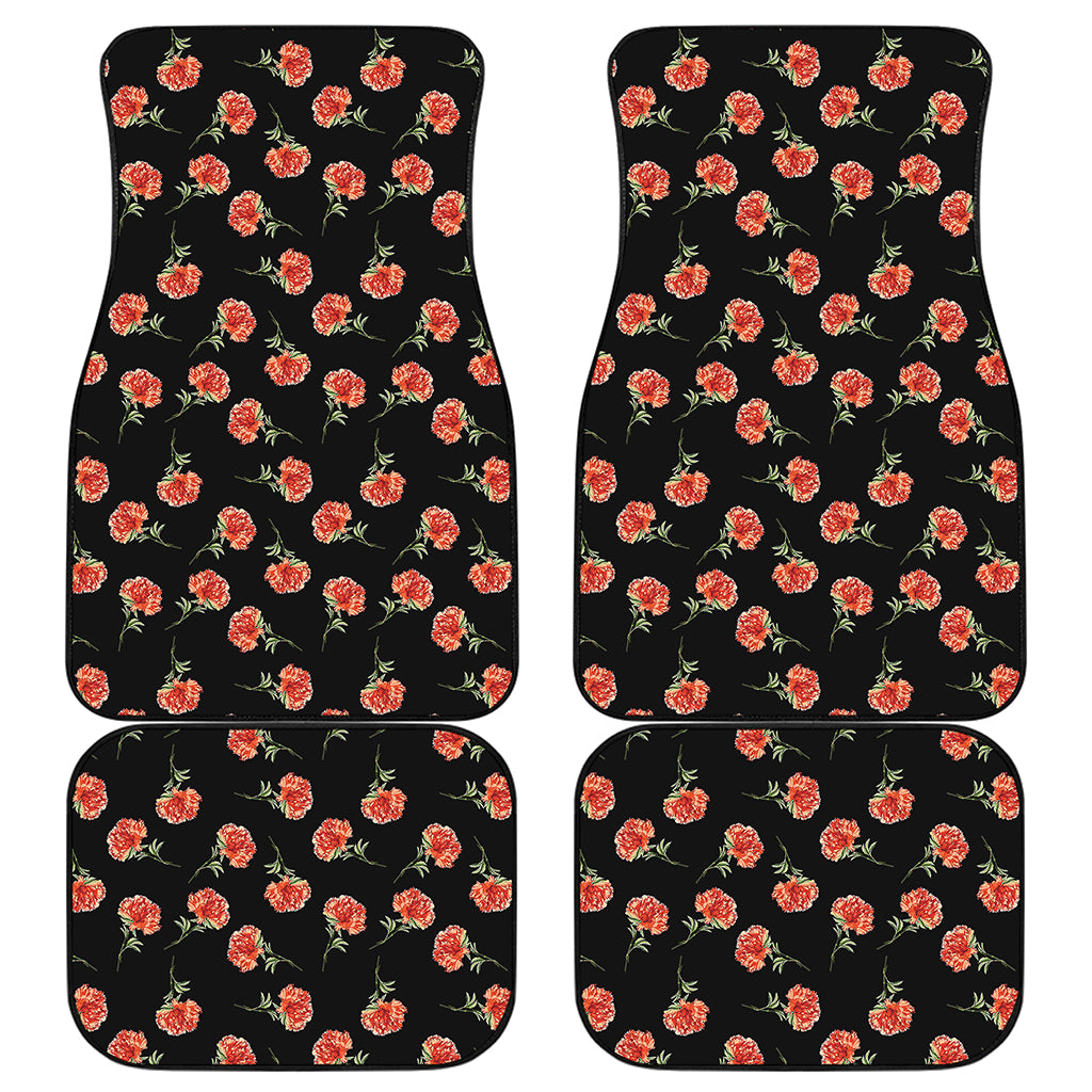 Watercolor Carnation Pattern Print Front and Back Car Floor Mats