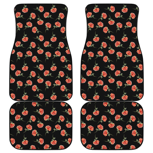 Watercolor Carnation Pattern Print Front and Back Car Floor Mats