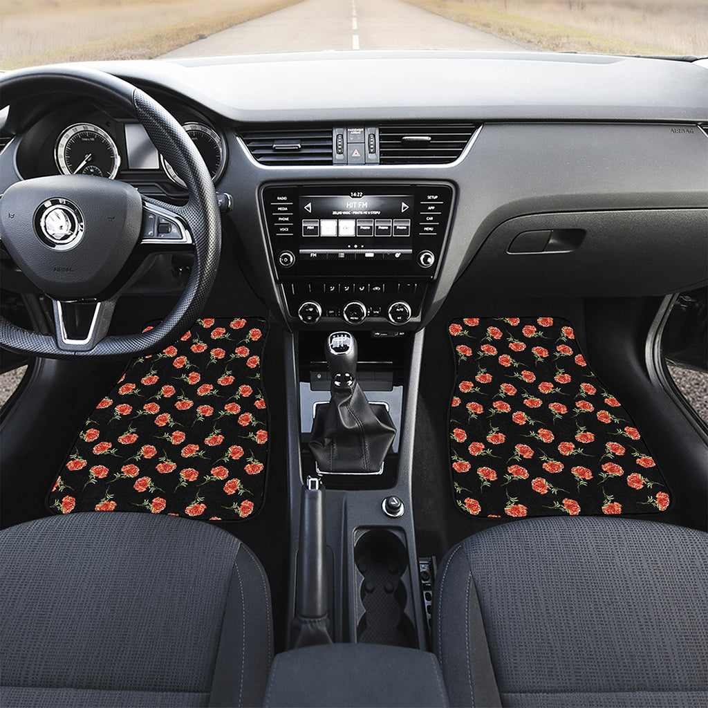 Watercolor Carnation Pattern Print Front and Back Car Floor Mats