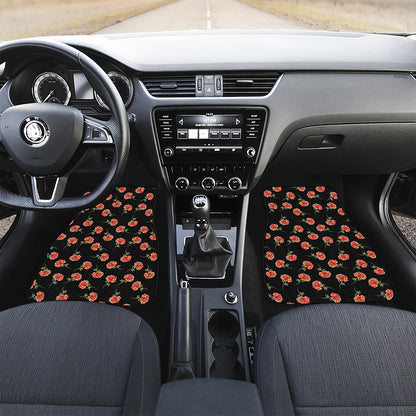 Watercolor Carnation Pattern Print Front and Back Car Floor Mats