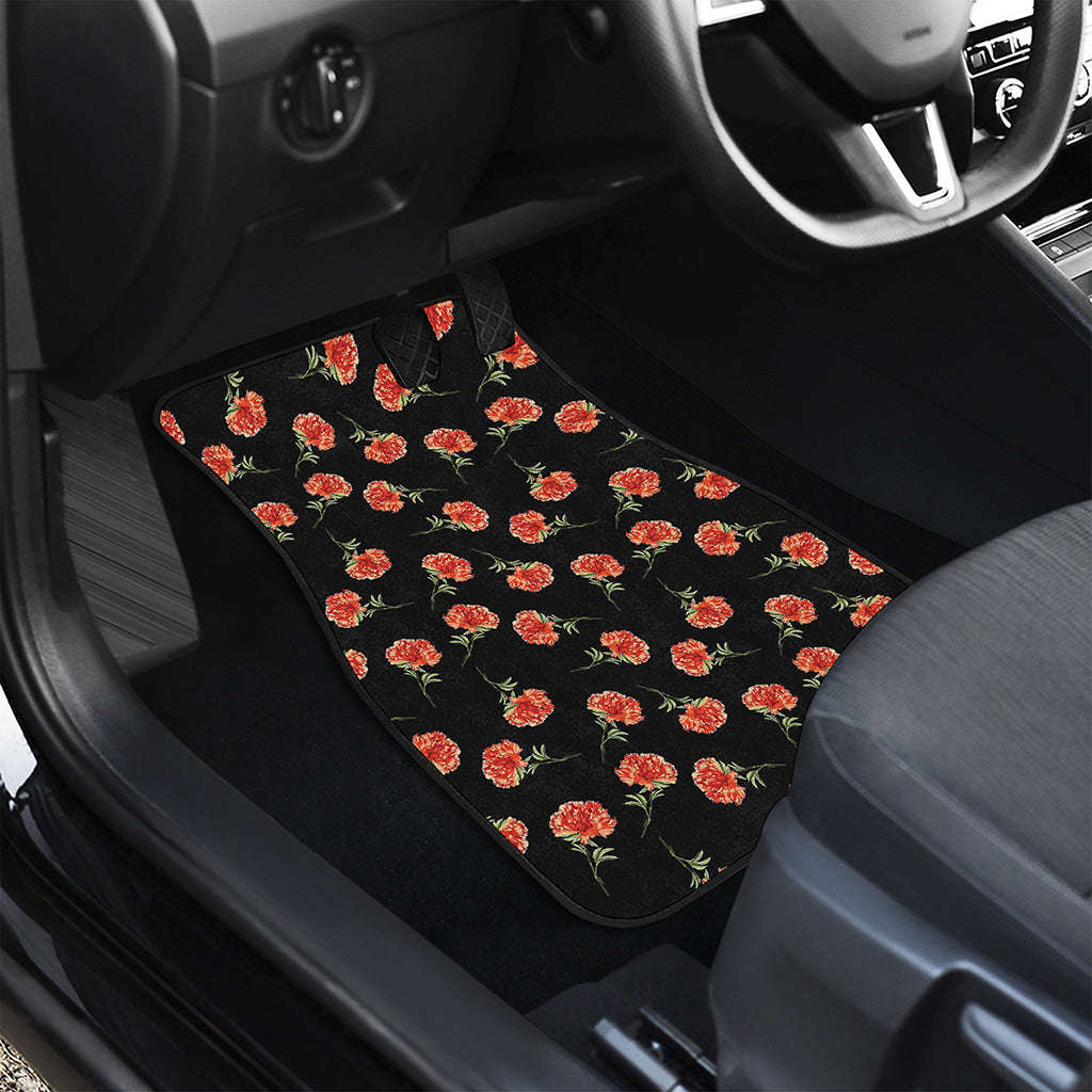 Watercolor Carnation Pattern Print Front and Back Car Floor Mats