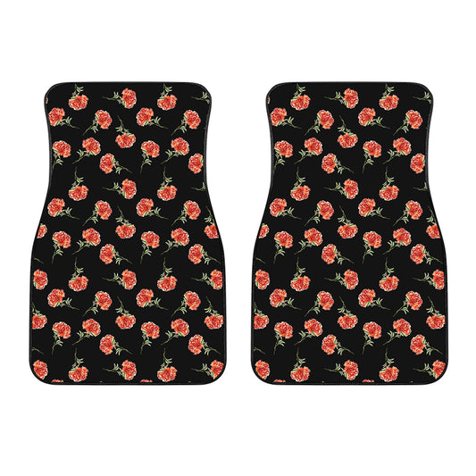 Watercolor Carnation Pattern Print Front Car Floor Mats