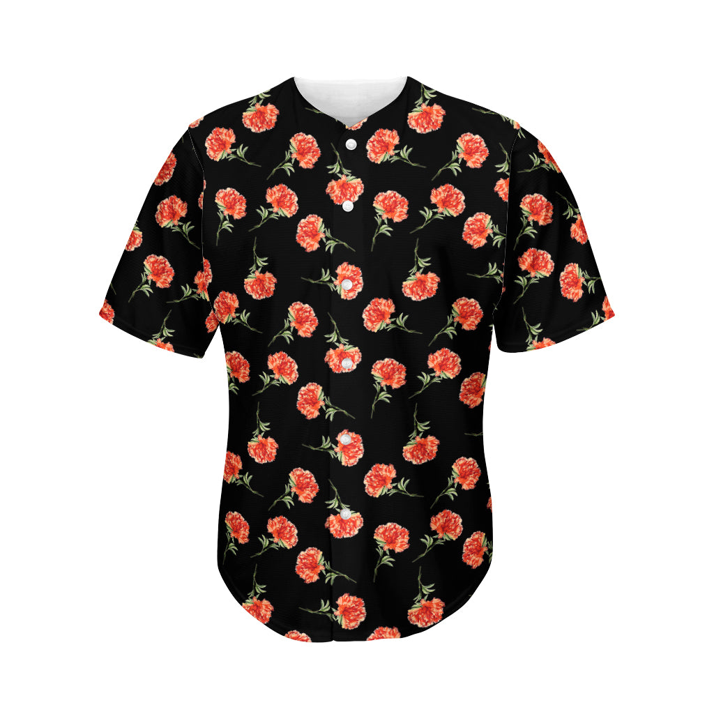 Watercolor Carnation Pattern Print Men's Baseball Jersey