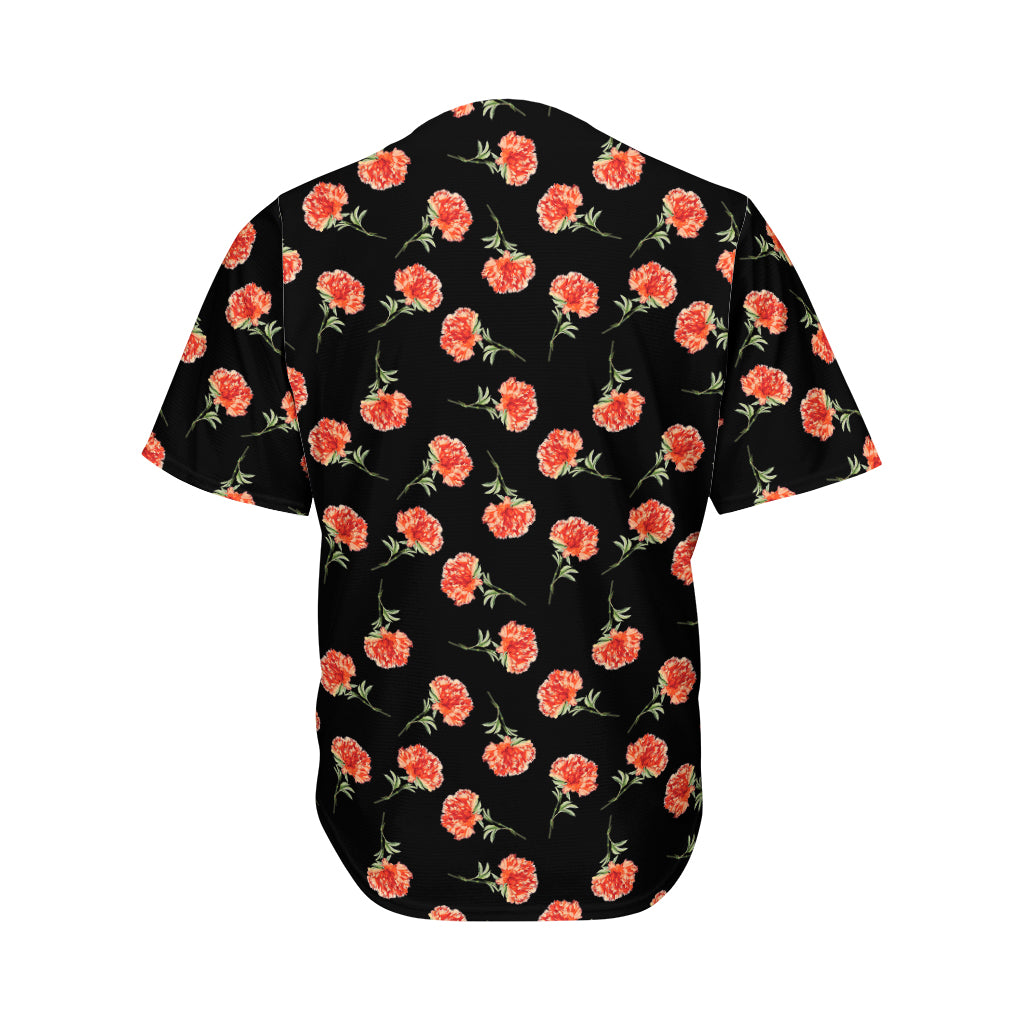Watercolor Carnation Pattern Print Men's Baseball Jersey