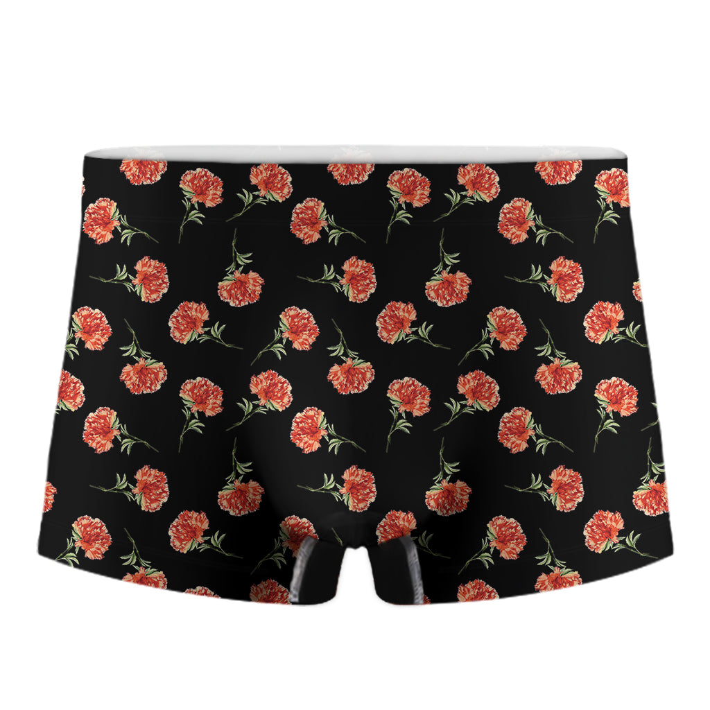 Watercolor Carnation Pattern Print Men's Boxer Briefs