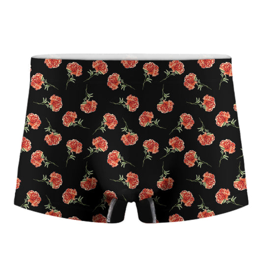 Watercolor Carnation Pattern Print Men's Boxer Briefs