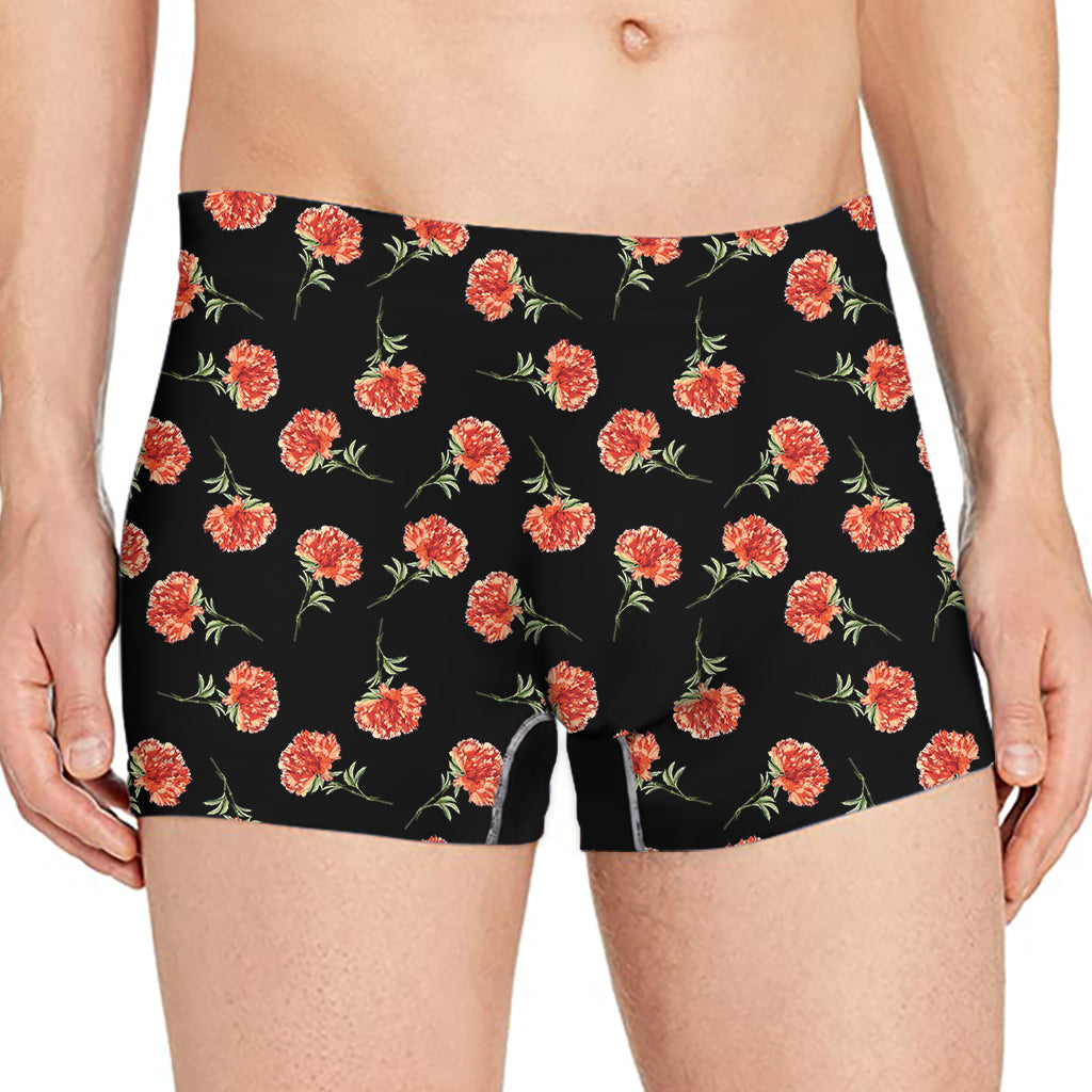 Watercolor Carnation Pattern Print Men's Boxer Briefs
