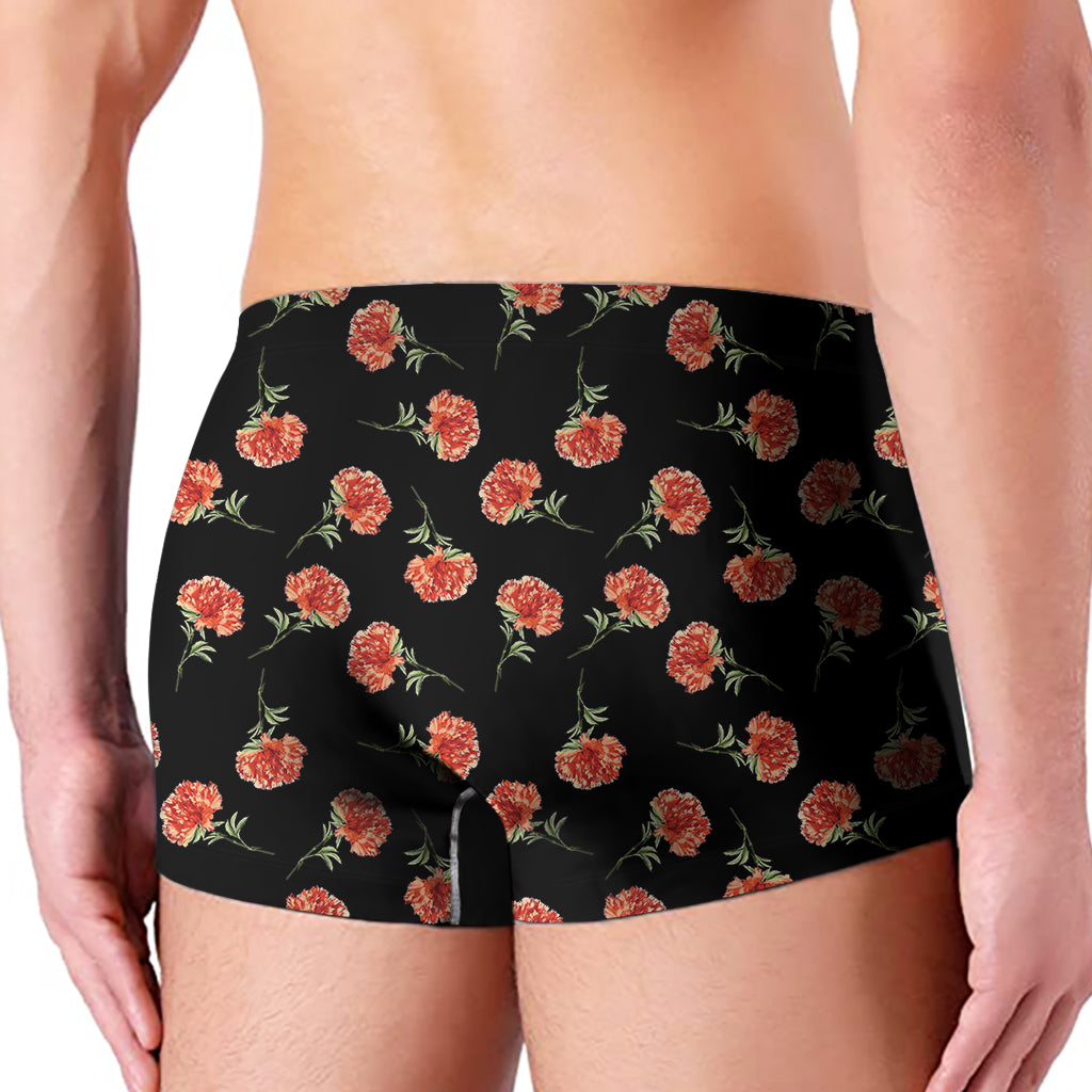 Watercolor Carnation Pattern Print Men's Boxer Briefs