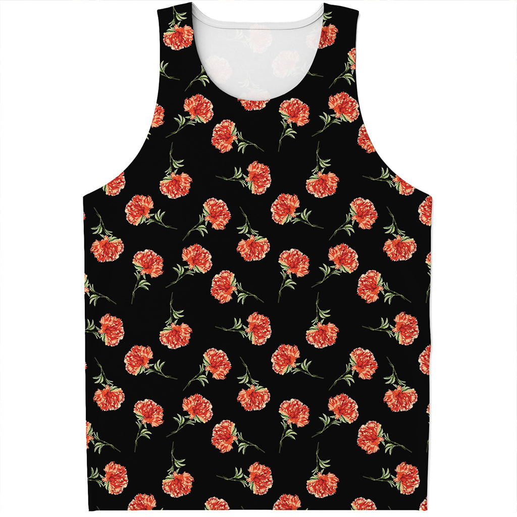 Watercolor Carnation Pattern Print Men's Tank Top