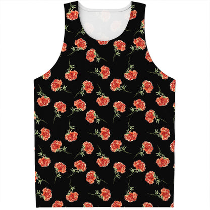 Watercolor Carnation Pattern Print Men's Tank Top