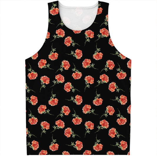 Watercolor Carnation Pattern Print Men's Tank Top