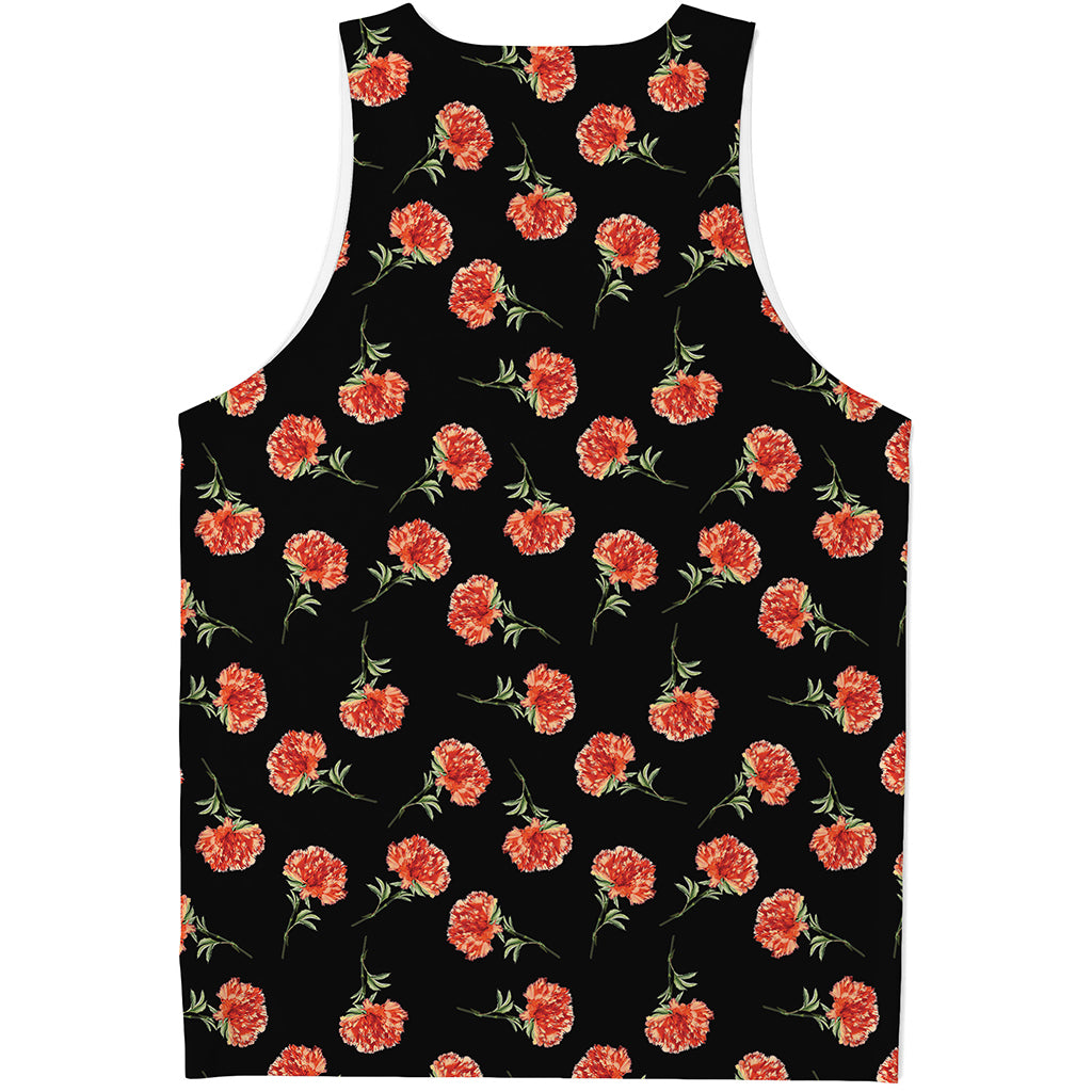 Watercolor Carnation Pattern Print Men's Tank Top