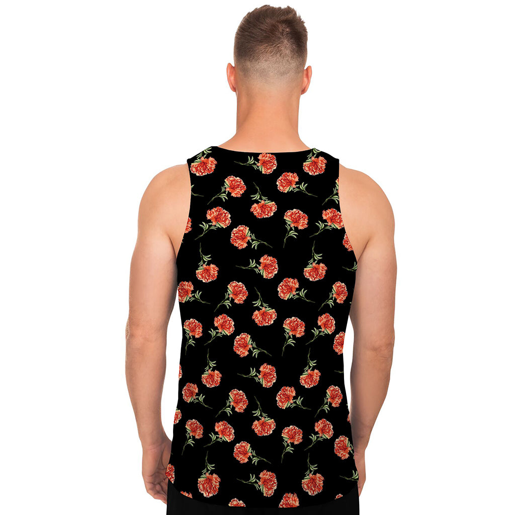 Watercolor Carnation Pattern Print Men's Tank Top