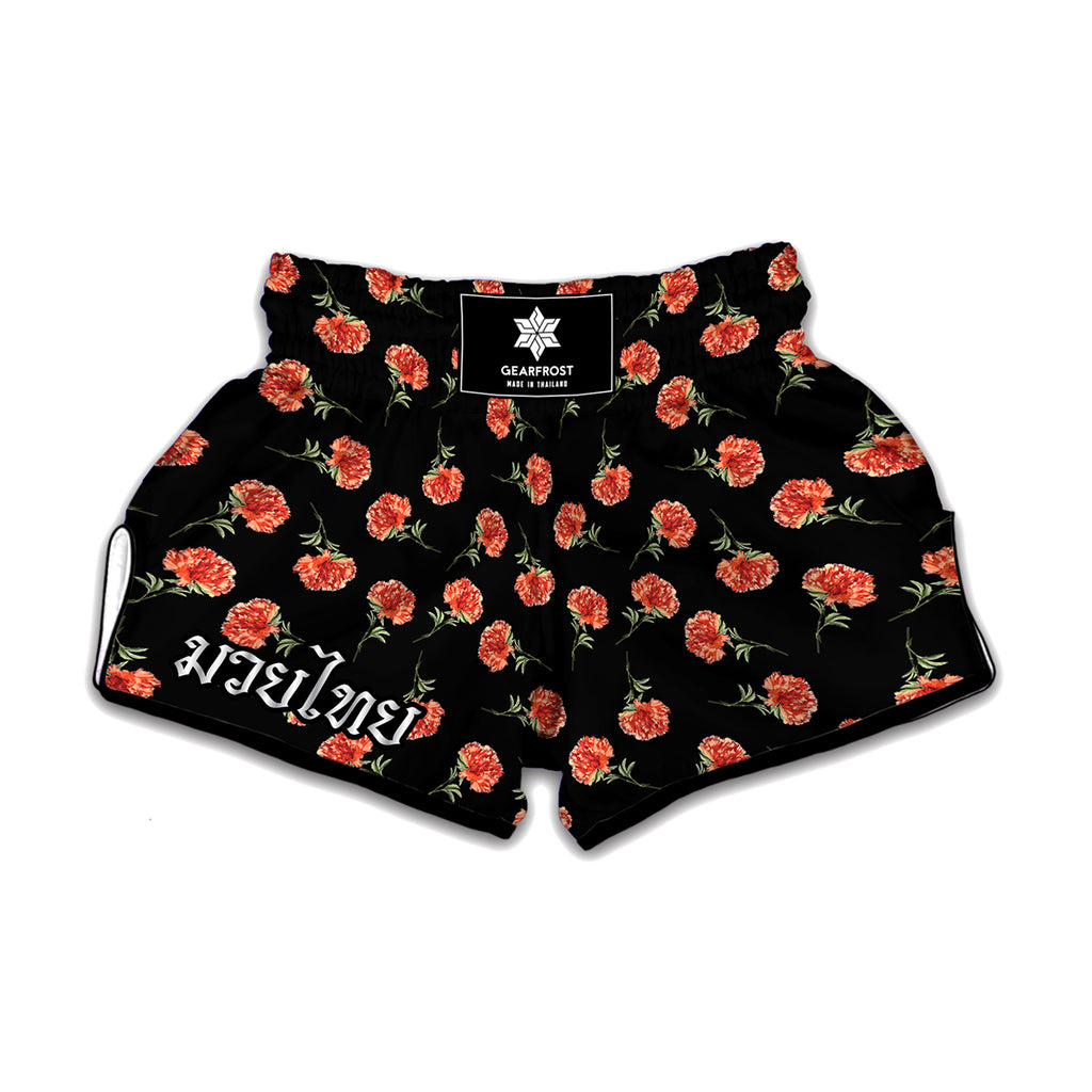 Watercolor Carnation Pattern Print Muay Thai Boxing Shorts