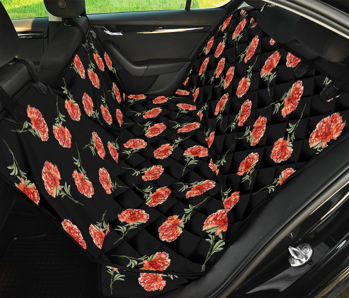 Watercolor Carnation Pattern Print Pet Car Back Seat Cover