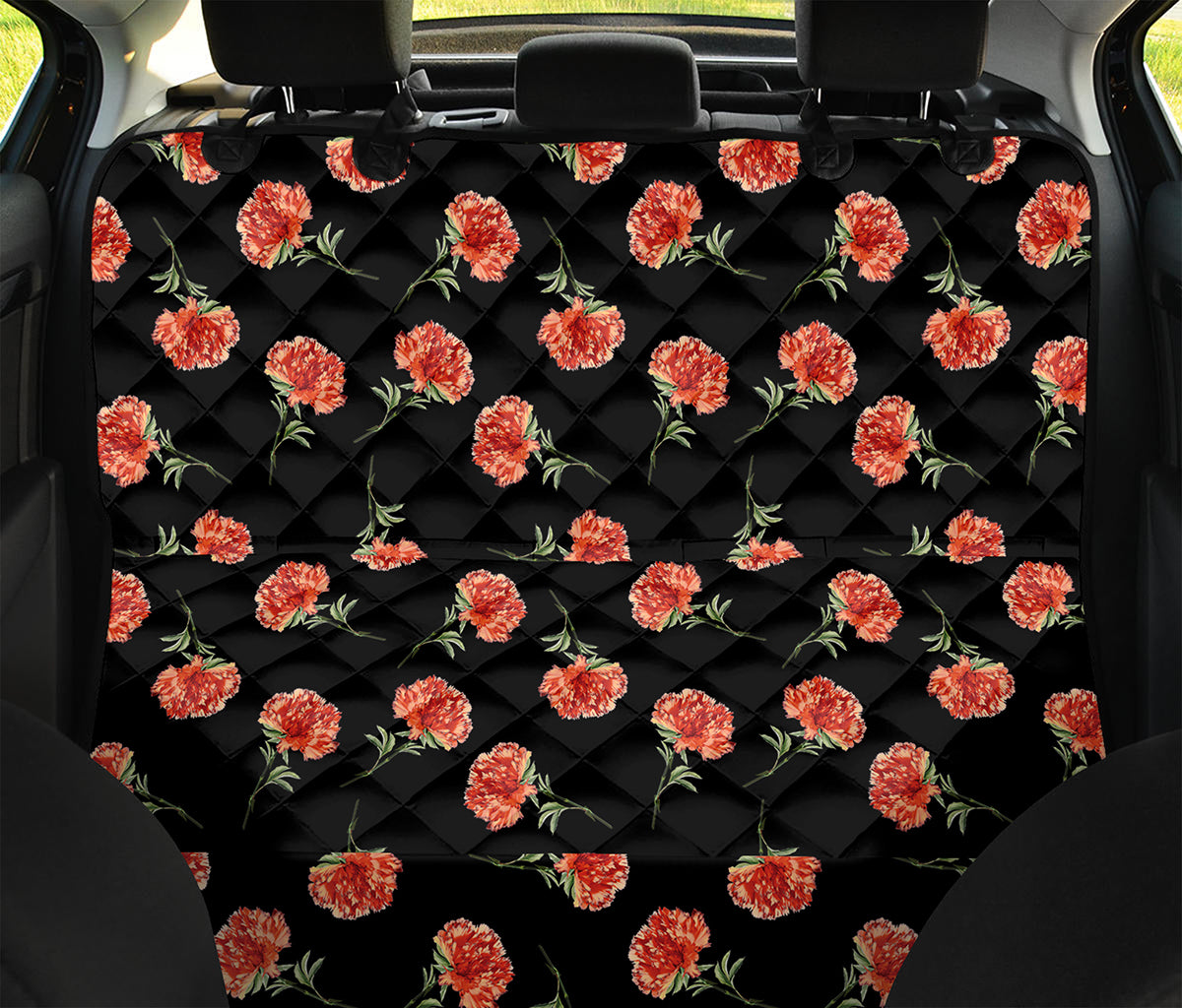 Watercolor Carnation Pattern Print Pet Car Back Seat Cover