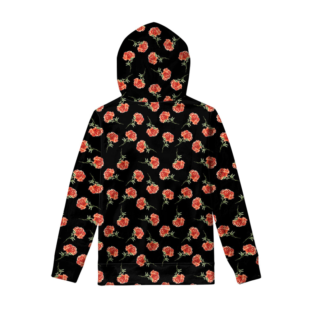Watercolor Carnation Pattern Print Pullover Hoodie