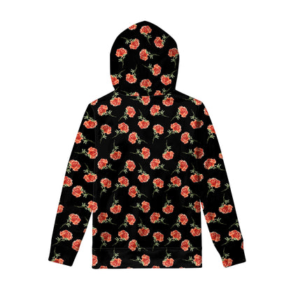 Watercolor Carnation Pattern Print Pullover Hoodie