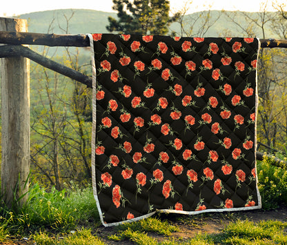 Watercolor Carnation Pattern Print Quilt