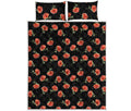 Watercolor Carnation Pattern Print Quilt Bed Set