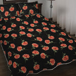 Watercolor Carnation Pattern Print Quilt Bed Set