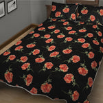 Watercolor Carnation Pattern Print Quilt Bed Set