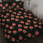 Watercolor Carnation Pattern Print Quilt Bed Set