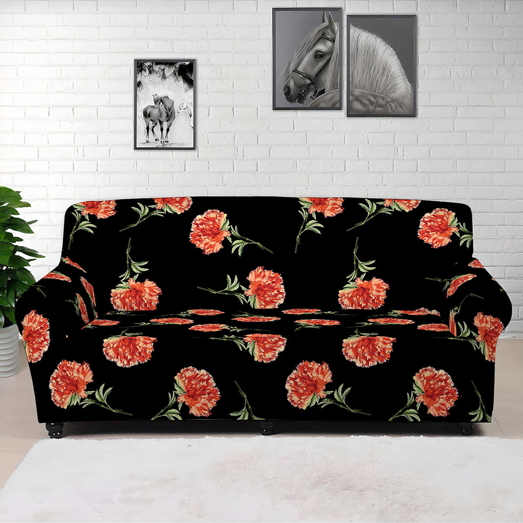 Watercolor Carnation Pattern Print Sofa Cover