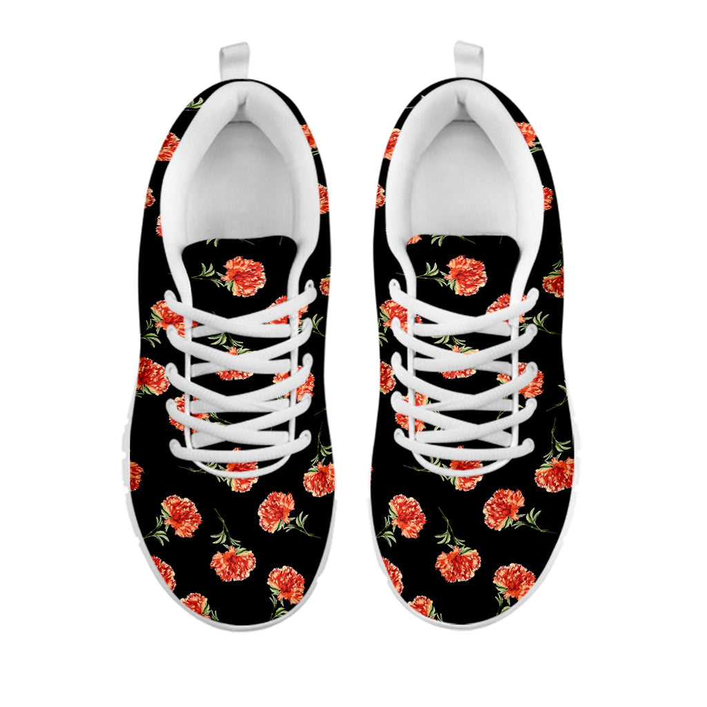 Watercolor Carnation Pattern Print White Sneakers