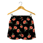 Watercolor Carnation Pattern Print Women's Shorts
