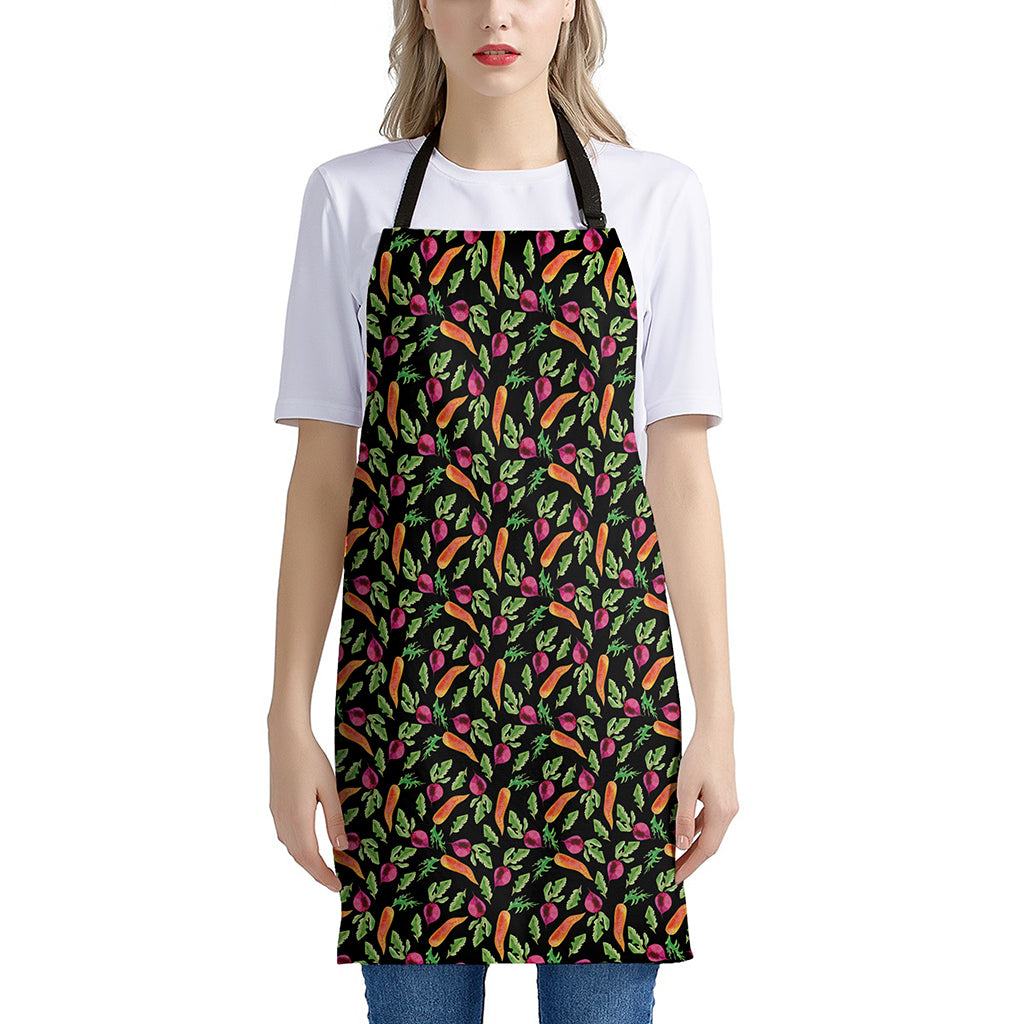 Watercolor Carrot And Radish Print Apron