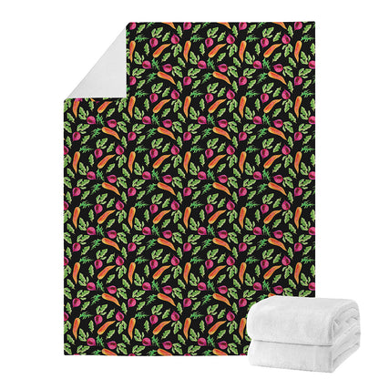 Watercolor Carrot And Radish Print Blanket