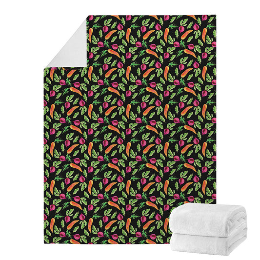 Watercolor Carrot And Radish Print Blanket