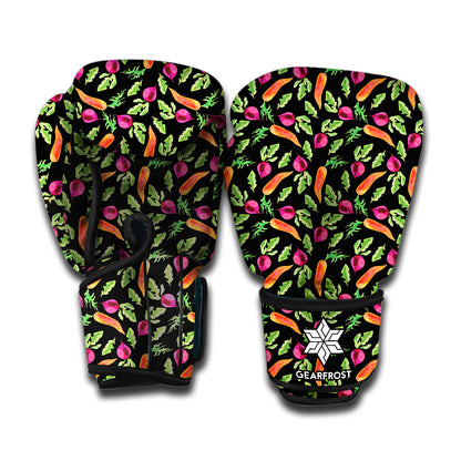 Watercolor Carrot And Radish Print Boxing Gloves