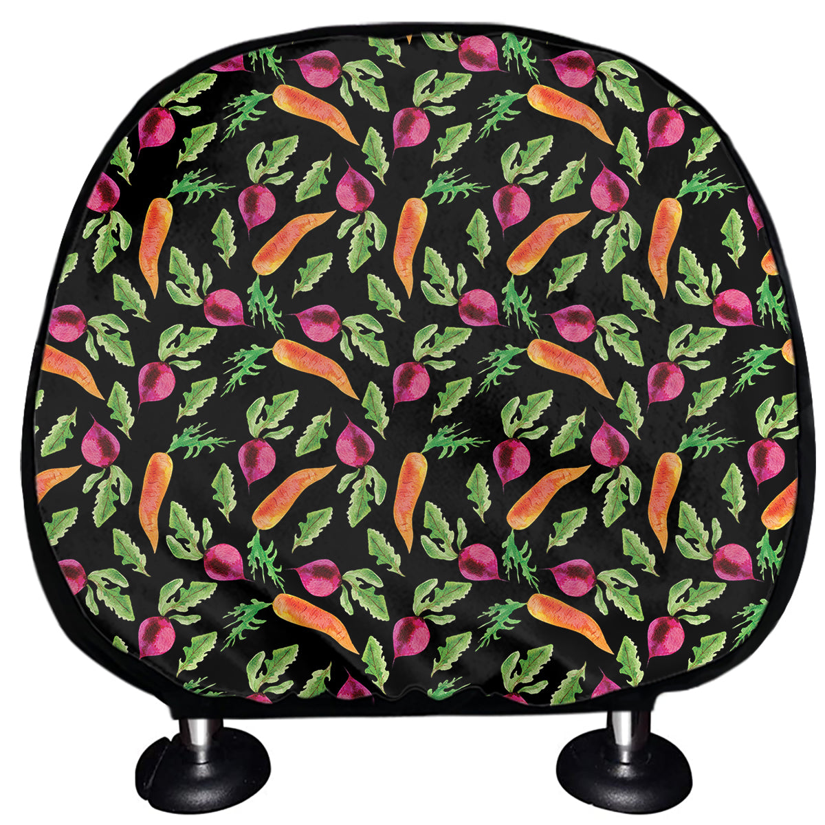Watercolor Carrot And Radish Print Car Headrest Covers