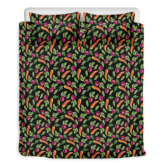 Watercolor Carrot And Radish Print Duvet Cover Bedding Set