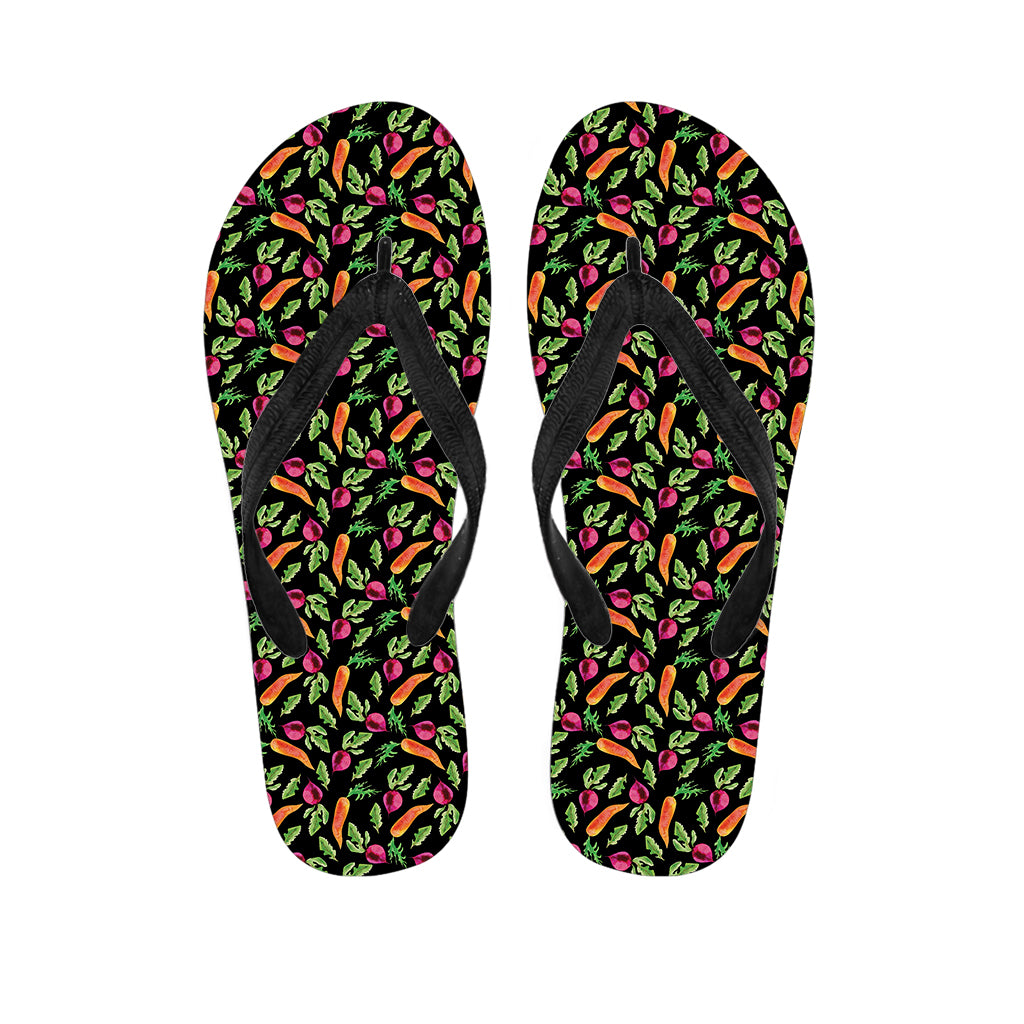 Watercolor Carrot And Radish Print Flip Flops