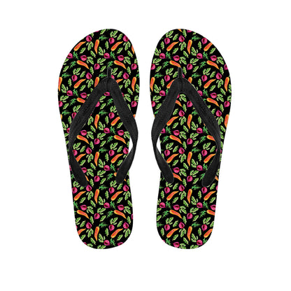 Watercolor Carrot And Radish Print Flip Flops