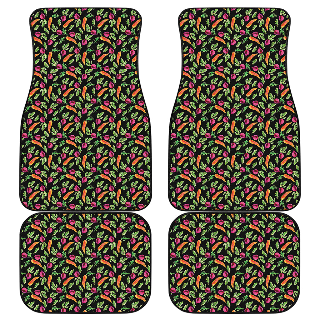 Watercolor Carrot And Radish Print Front and Back Car Floor Mats