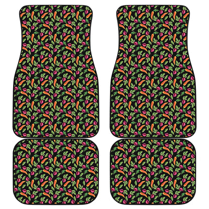 Watercolor Carrot And Radish Print Front and Back Car Floor Mats