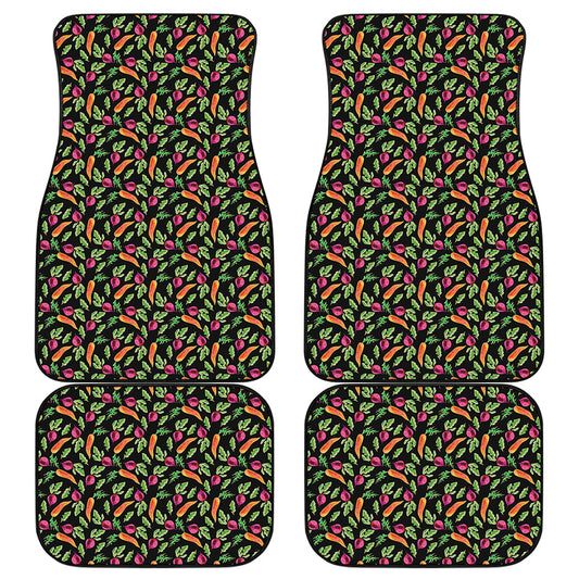 Watercolor Carrot And Radish Print Front and Back Car Floor Mats
