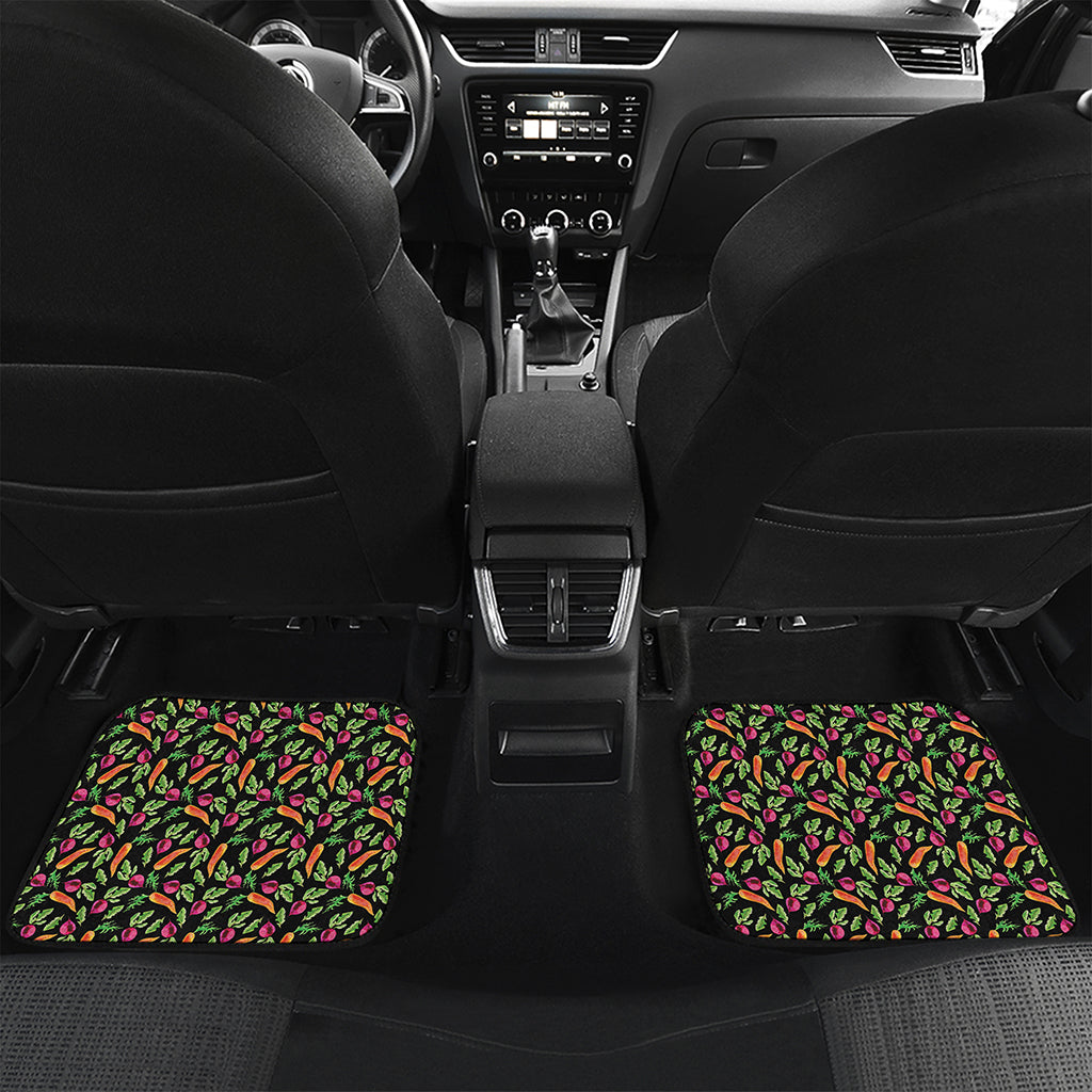 Watercolor Carrot And Radish Print Front and Back Car Floor Mats