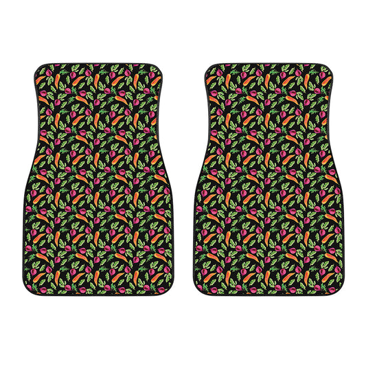 Watercolor Carrot And Radish Print Front Car Floor Mats