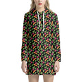 Watercolor Carrot And Radish Print Pullover Hoodie Dress